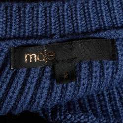 Maje Blue Wool Knit High-Low Sleeveless Sweater Top M