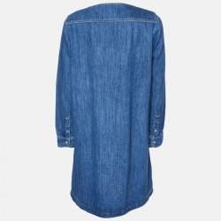 Pre Owned Maje Blue Denim Zip Detail Roukia Shift Dress L