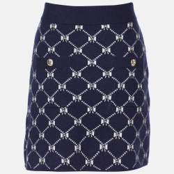 Pre Owned Maje Navy Blue Jacquard Knit Mini Skirt S