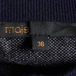 Pre Owned Maje Navy Blue Jacquard Knit Mini Skirt S