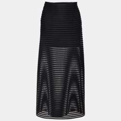Maje Black Mesh & Jersey Jeunesse Maxi Skirt S