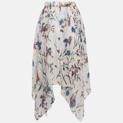 Maje White Printed Lurex Asymmetric Midi Skirt S