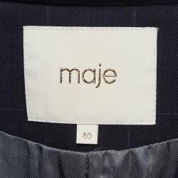 Pre Owned Maje Dark Blue Plaid Suit L/M
