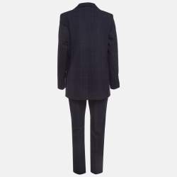 Pre Owned Maje Dark Blue Plaid Suit L/M