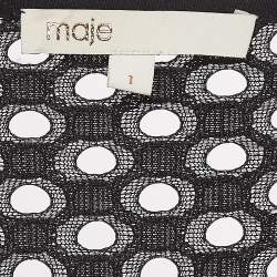 Pre Owned Maje Black Eyelet Lace Fit and Flare Midi Dress S