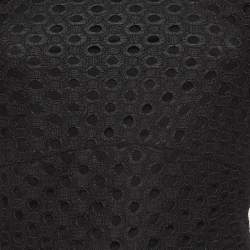 Pre Owned Maje Black Eyelet Lace Fit and Flare Midi Dress S