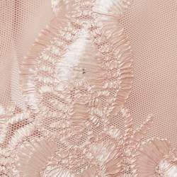 Pre Owned Maje Pink Nude Floral Embroidered Mesh Short Dress S