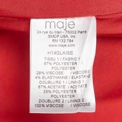 Maje Red Crepe Pleated Mini Skirt S