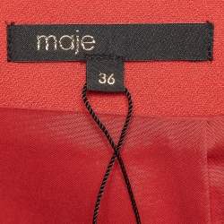 Maje Red Crepe Pleated Mini Skirt S