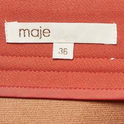 Pre Owned Maje Orange Crepe Fringe Detail  Mini Skirt S