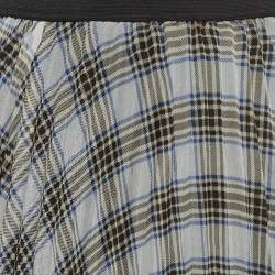 Maje White/Black Checked Chiffon Midi Skirt M