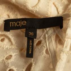 Pre Owned Maje Beige Eyelet Embroidered Cut-Out Mini Dress S