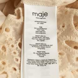 Pre Owned Maje Beige Eyelet Embroidered Cut-Out Mini Dress S