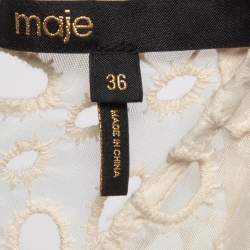 Pre Owned Maje Beige Eyelet Embroidered Cut-Out Mini Dress S