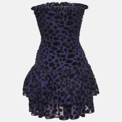Maje Blue Raziel Leopard Pattern Fil-Coupe Jacquard Dress M