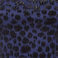 Maje Blue Raziel Leopard Pattern Fil-Coupe Jacquard Dress M