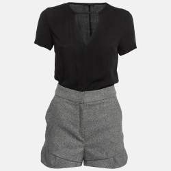 Maje Black Crepe & Wool Blend Buttoned Back Jumpsuit S