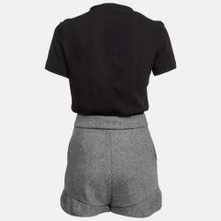 Maje Black Crepe & Wool Blend Buttoned Back Jumpsuit S