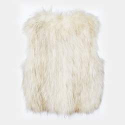 Maje Beige Raccoon Fur Sleeveless Jacket M