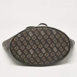 Maje Black Monogram Print Coated Canvas and Leather Clover Tote