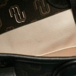 Maje Black Monogram Print Coated Canvas and Leather Clover Tote