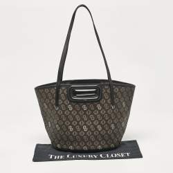 Maje Black Monogram Print Coated Canvas and Leather Clover Tote