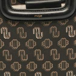 Maje Black Monogram Print Coated Canvas and Leather Clover Tote