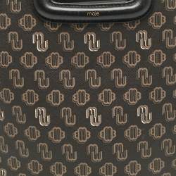 Maje Black Monogram Print Coated Canvas and Leather Clover Tote