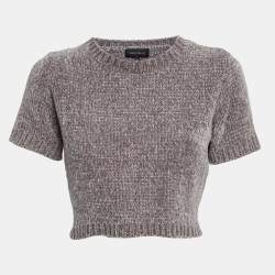 Majorelle Grey Rib Knit Denitza Chenille Crop Top L