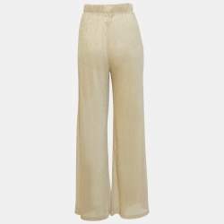 Majorelle Metallic Lurex Knit Sheer Wide-Leg Pants M