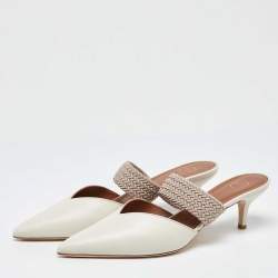 Pre Owned Malone Souliers Cream Leather and Canvas Maisie Sandals Size 40.5