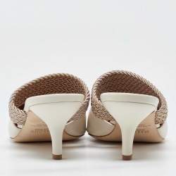 Pre Owned Malone Souliers Cream Leather and Canvas Maisie Sandals Size 40.5