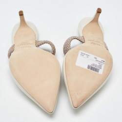 Pre Owned Malone Souliers Cream Leather and Canvas Maisie Sandals Size 40.5