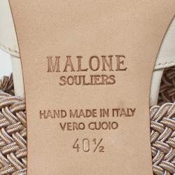 Pre Owned Malone Souliers Cream Leather and Canvas Maisie Sandals Size 40.5