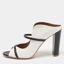 Malone Souliers Black/White Leather Norah Slide Sandals Size 42