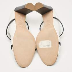 Malone Souliers Black/White Leather Norah Slide Sandals Size 42