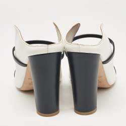 Malone Souliers Black/White Leather Norah Slide Sandals Size 42