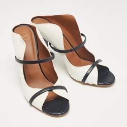 Malone Souliers Black/White Leather Norah Slide Sandals Size 42