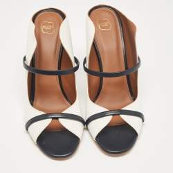 Malone Souliers Black/White Leather Norah Slide Sandals Size 42