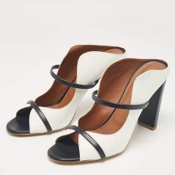 Malone Souliers Black/White Leather Norah Slide Sandals Size 42