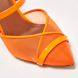 Malone Souliers Orange Mesh and Patent Leather Clio Mules Size 35