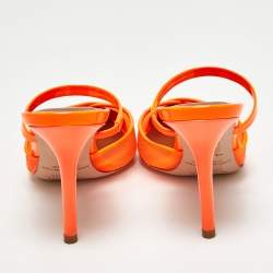 Malone Souliers Orange Mesh and Patent Leather Clio Mules Size 35