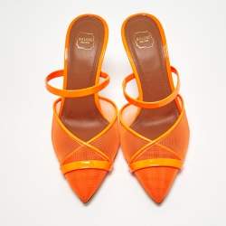 Malone Souliers Orange Mesh and Patent Leather Clio Mules Size 35