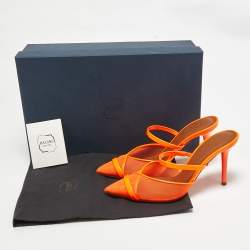 Malone Souliers Orange Mesh and Patent Leather Clio Mules Size 35