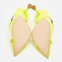 Pre Owned Malone Souliers Neon Yellow Patent Leather and PVC Iona Mules Size 37