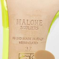 Pre Owned Malone Souliers Neon Yellow Patent Leather and PVC Iona Mules Size 37