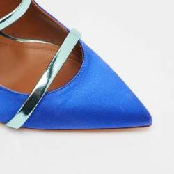 Pre Owned Malone Souliers Blue Leather and Satin Maureen Mules Size 37