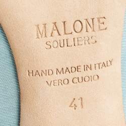 Pre Owned Malone Souliers Light Blue Fabric Maureen Pointed Toe Mules Size 41