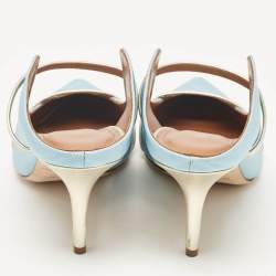 Pre Owned Malone Souliers Light Blue Fabric Maureen Pointed Toe Mules Size 41