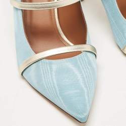 Pre Owned Malone Souliers Light Blue Fabric Maureen Pointed Toe Mules Size 41